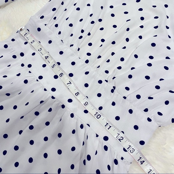 NWT AFRM Polka Dot Long Sleeve Cutout Smocked Mini Dress, Size Small - Picture 7 of 16